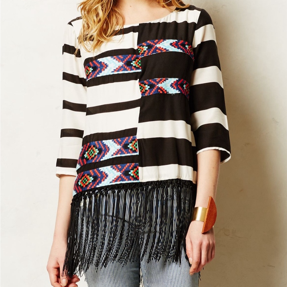 Anthropologie Floreat Fringed Latitude Top small